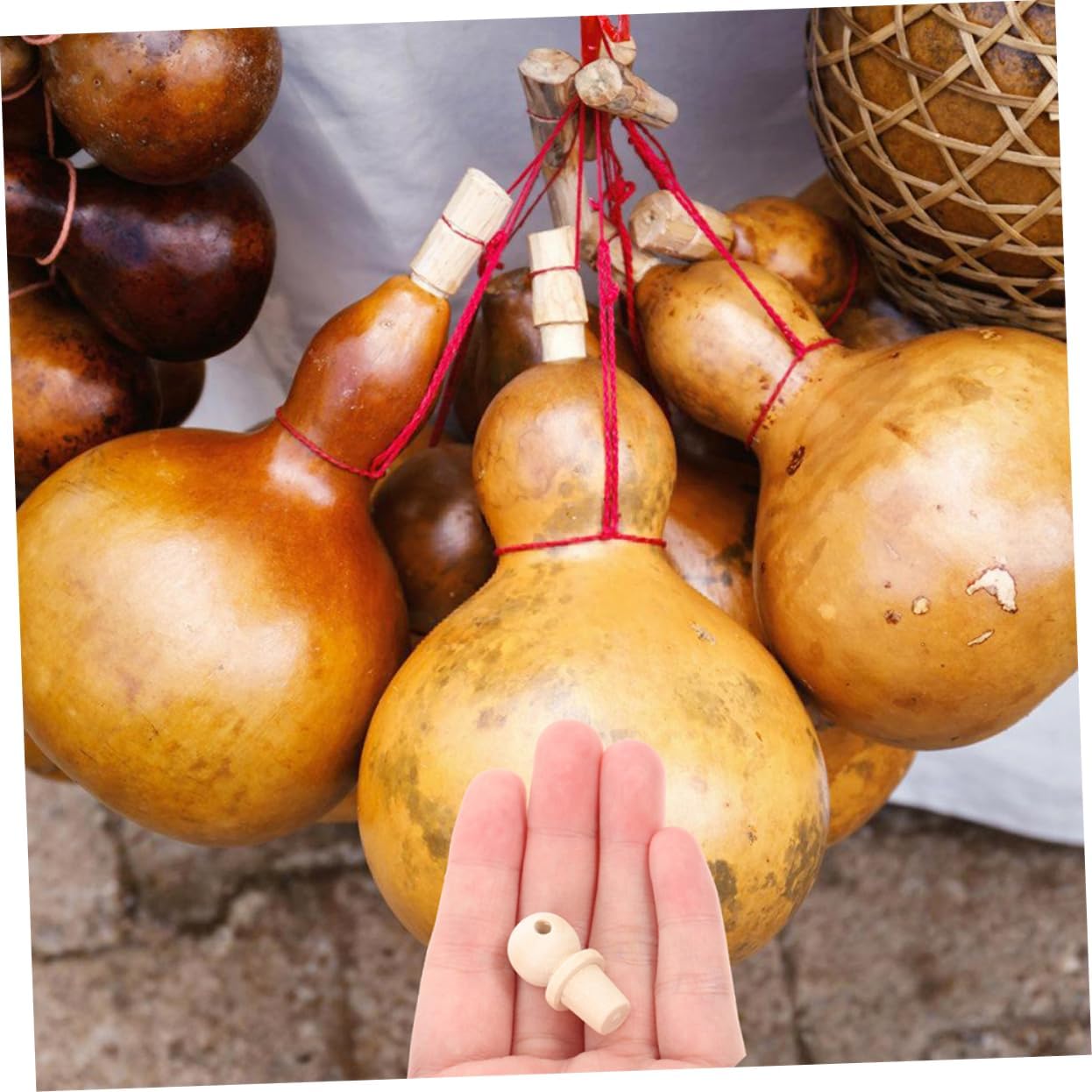 Xmas 10pcs Unfinished Wooden Finials Cork Stopper Bottle Toppers