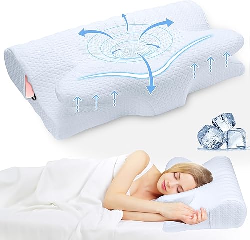 Almohada cervical, cuello y almohadas cervicales para soporte del cuello, almohada cervical ajustable para dormir, almohada cervical cervical de