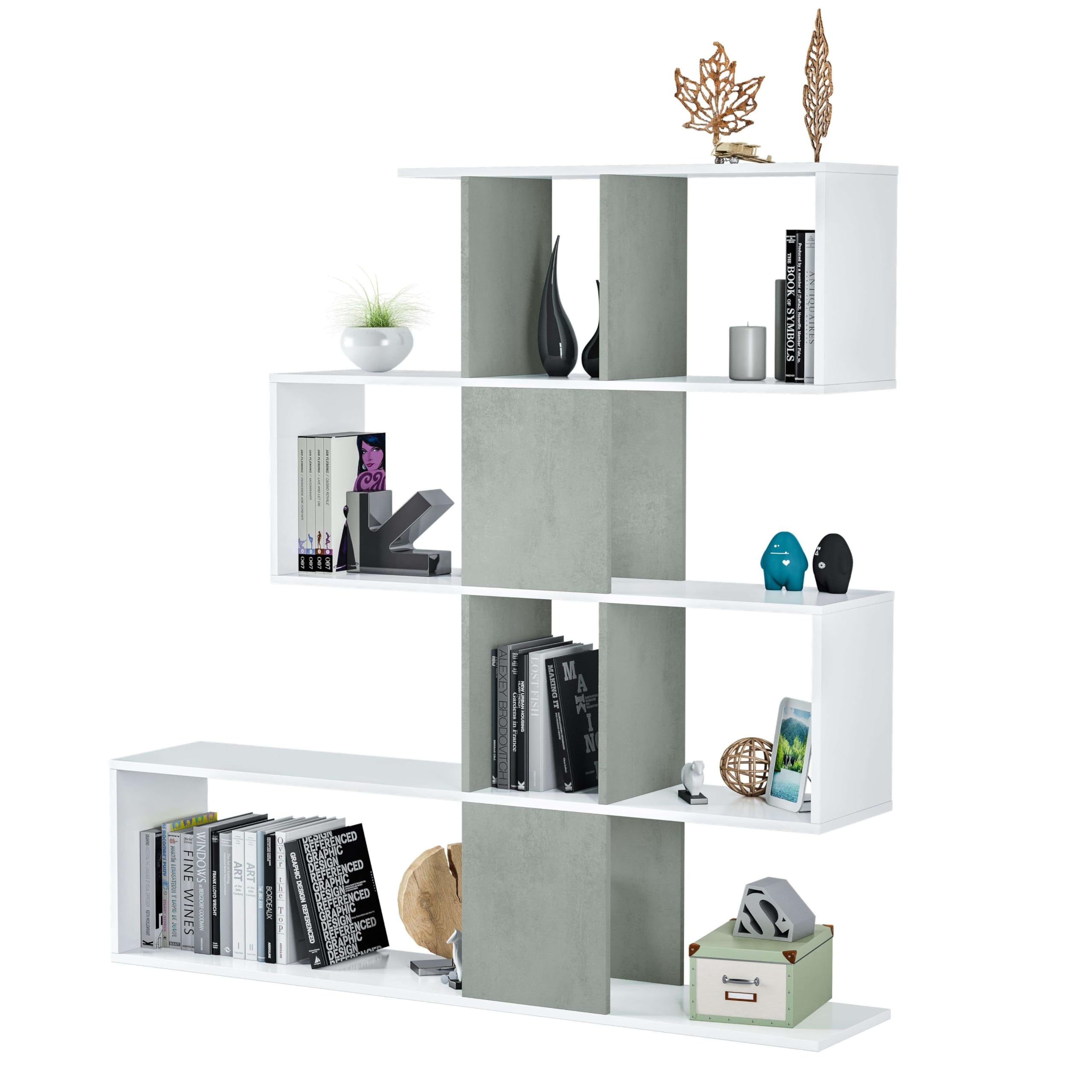 Dmora Kafka H03 Libreria, Grigio/Bianco, 145 x 29 x 145, Melamina