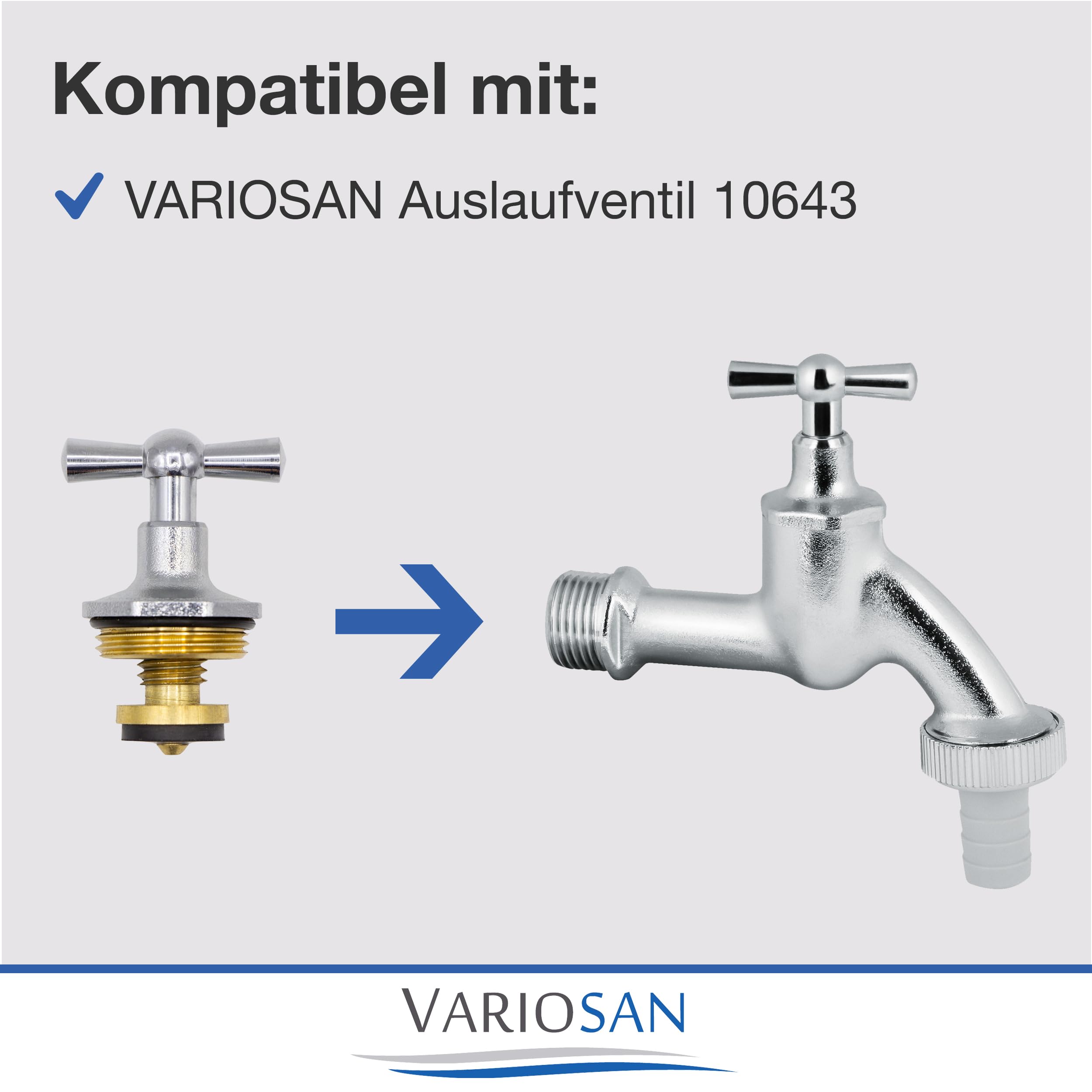 VARIOSAN Górna część z przetyczką 14696, 1/2", mosiądz, matowa, chromowana