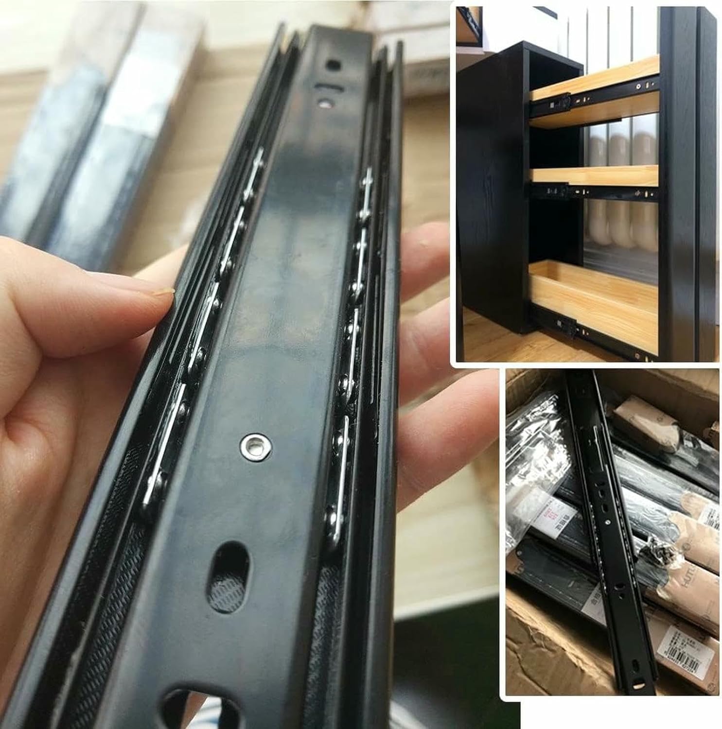 金属製引き出しレール、ソフトクローズ引き出しレール2個、頑丈