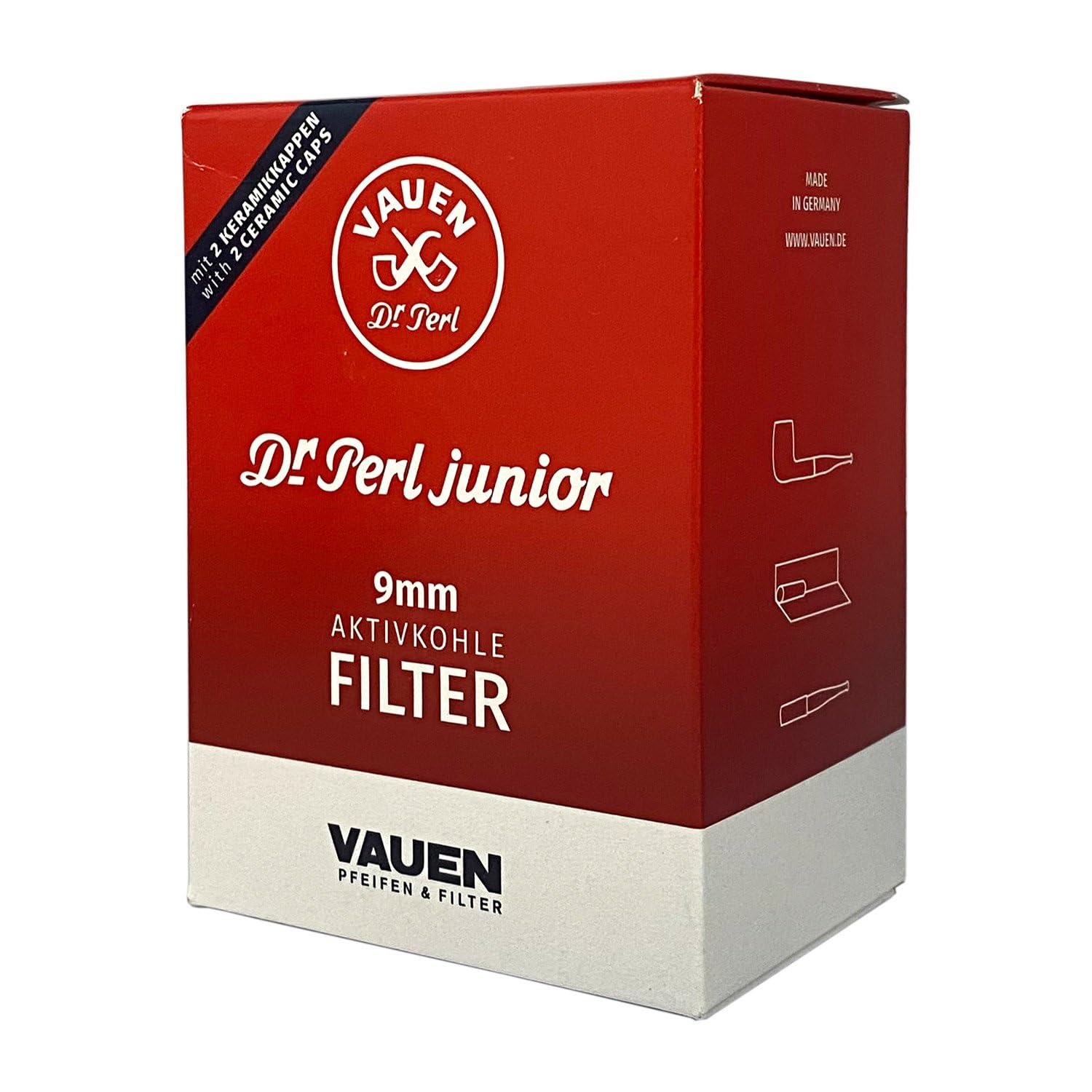 VAUEN Dr. Perl Junior 9mm Charcoal Pipe Filters 180 Count Value Pack product thumbnail 2