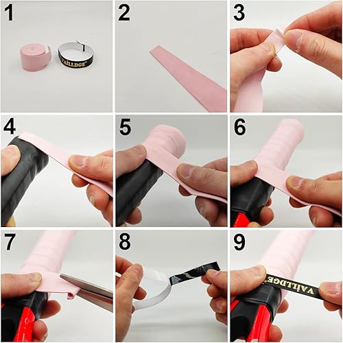 Miniatura 4 de Cinta de agarre para raqueta de tenis, cinta de agarre precortada de sensación seca que absorbe el sudor, agarre cómodo aterciopelado para raqueta