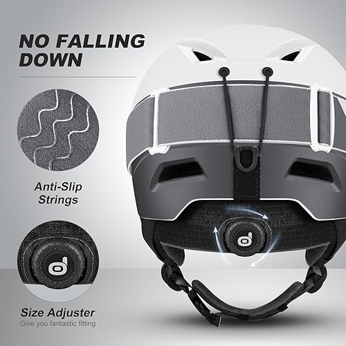 Miniatura 4 de Odoland - Casco de esquí y lentes de esquí, a prueba de golpes, resistente al viento, casco deportivo de seguridad y lentes protectores para