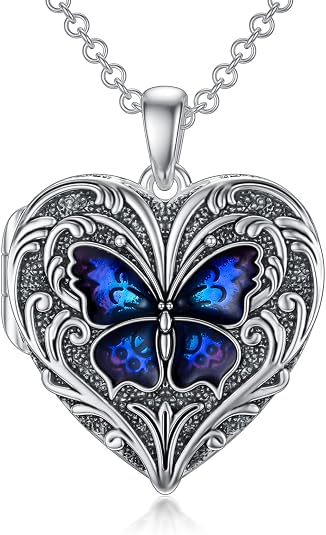 SOULMEET Personalized Silver Photo Locket Necklace with Custom Engraving