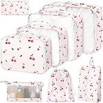 Packing Cubes for Travel, Packing Cubes with Shoe, Cosmetics, Clothing,and Accessories Bags, Travel Cubes for Packing Suitcase Organizer for Women Men, Cherry, Large