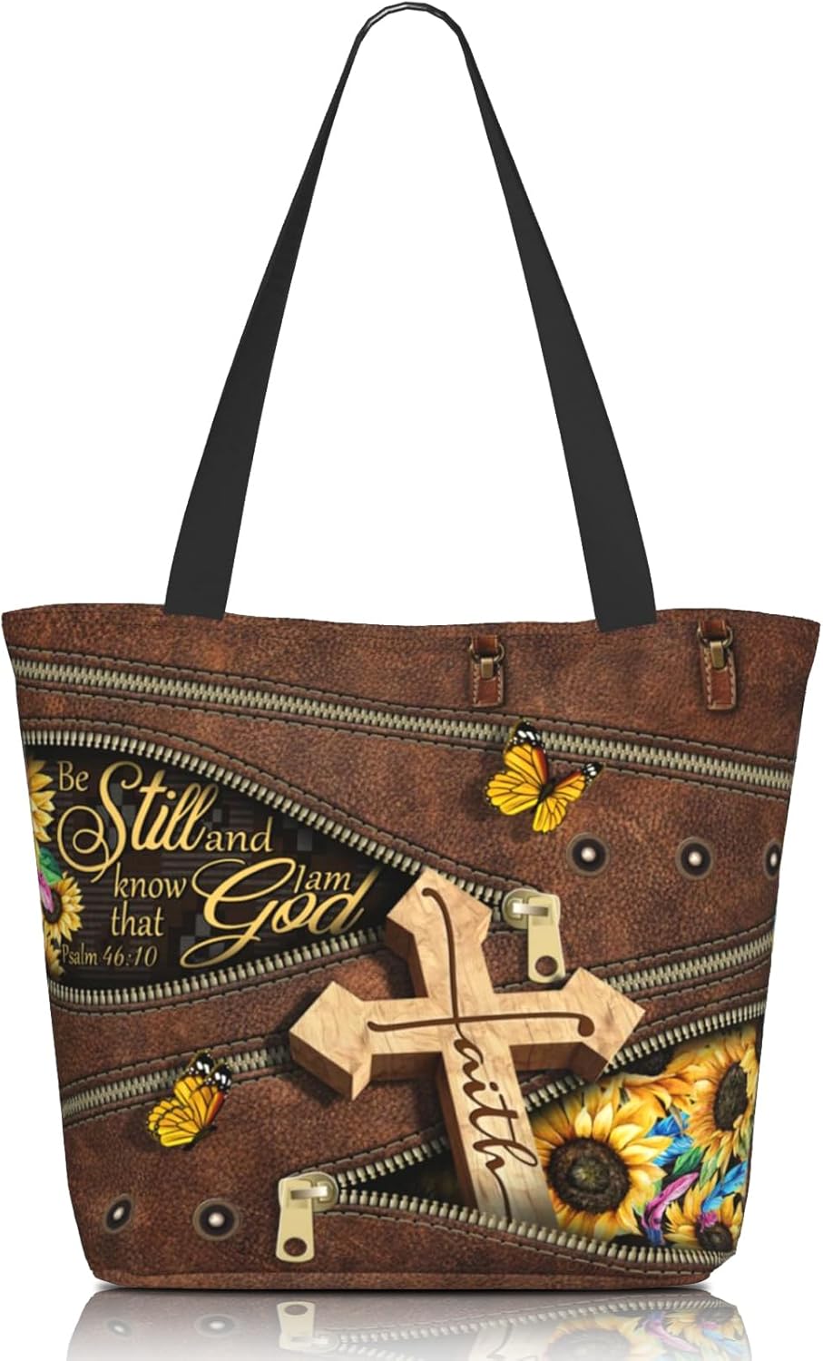 Christian Gifts Reusable Shopping Tote Bag Zippered Inspirational Tote Bags for Women Bible Verse Shoulder Bag