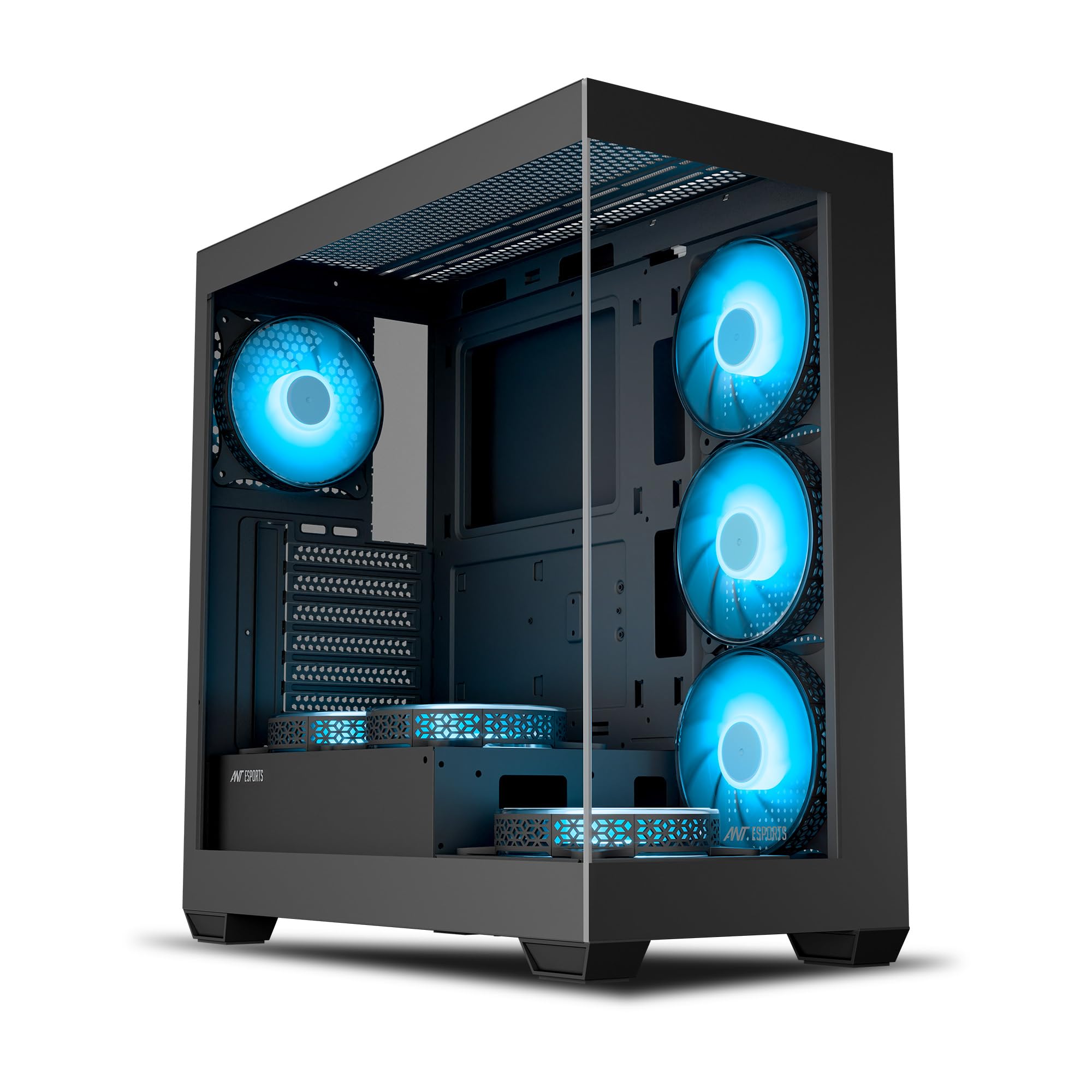 Ant Esports Crystal X7 ATX Computer Case/Gaming Cabinet with Type-C - Black | Support ATX, Micro-ATX, Mini-ITX | Pre-Installed 3 M/B Plate Fans, 2 PSU Shroud Fans, 1 Bottom & 1 Rear Fan-picture-17