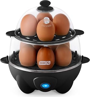Dash Deluxe Egg Cooker - Boiler, Poacher & Steamer - Includes Measuring & Recipe Guide - Dishwasher Safe - BPA Free - Holds 12 Eggs, Black