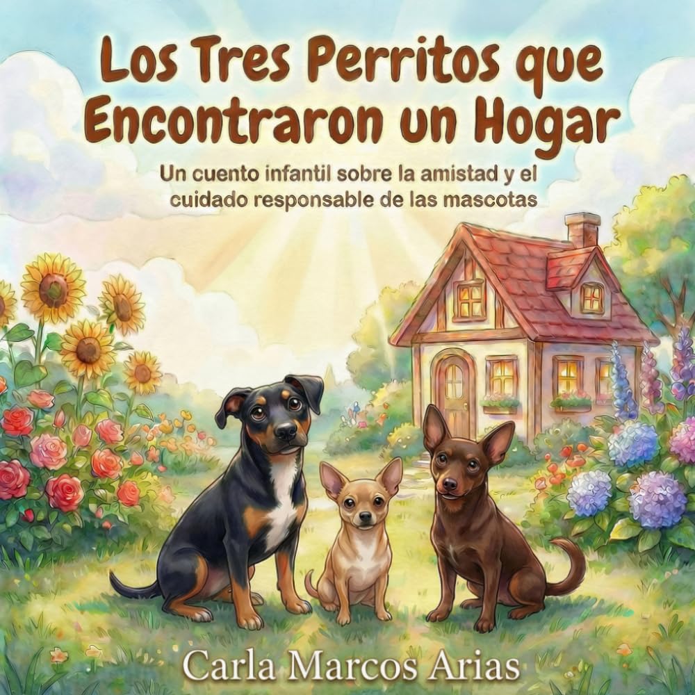 Los tres perritos que encontraron un hogar: Un cuento infantil sobre la adopción, amor, amistad y cuidado de mascotas