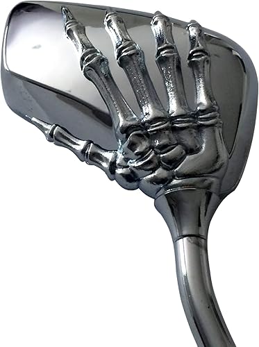 Miniatura 3 de MotorToGo Espejos traseros de motocicleta pequeños con calavera plateada 3D compatibles con Yamaha V Star 650 XVS650 Midnight Custom 2006