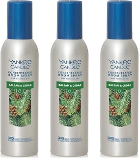 Yankee Candle Concentrated Room Spray Air Freshener, Instant Home Fragrance, Odor Eliminating Spray, Balsam & Cedar (Pack of 3)
