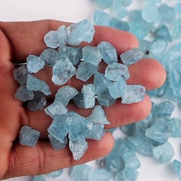 Natural Raw Aquamarine Crystal Gemstone Rough Stone, Loose Wholesale Lot Supplies, 50.00 carats Pack DIY Jewelry Making, Wire Wrapping, Chakra Healing Crystals,
