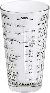 Kolder 26100 Mix N Measure Glass, Heavy Glass, Multi-Purpose Liquid and Dry Measuring Cup