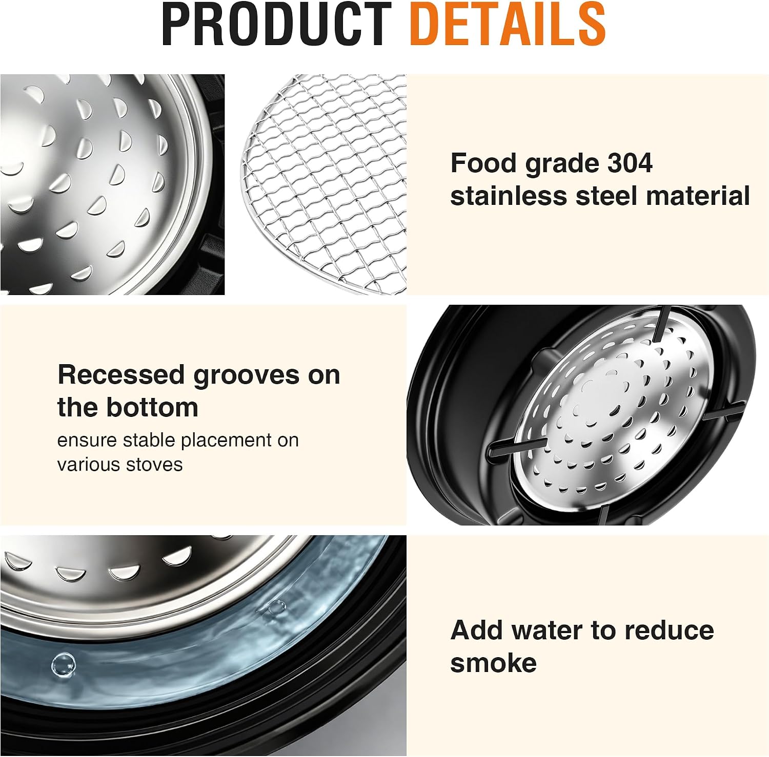 Korean BBQ Grill Pan, Upgraded Internal Heat Reflecting Panel, Low Smoke, Great Heat Conductivity, Stainless Steel Material, Stove Top Grill for Gas Canisters and Portable Stove