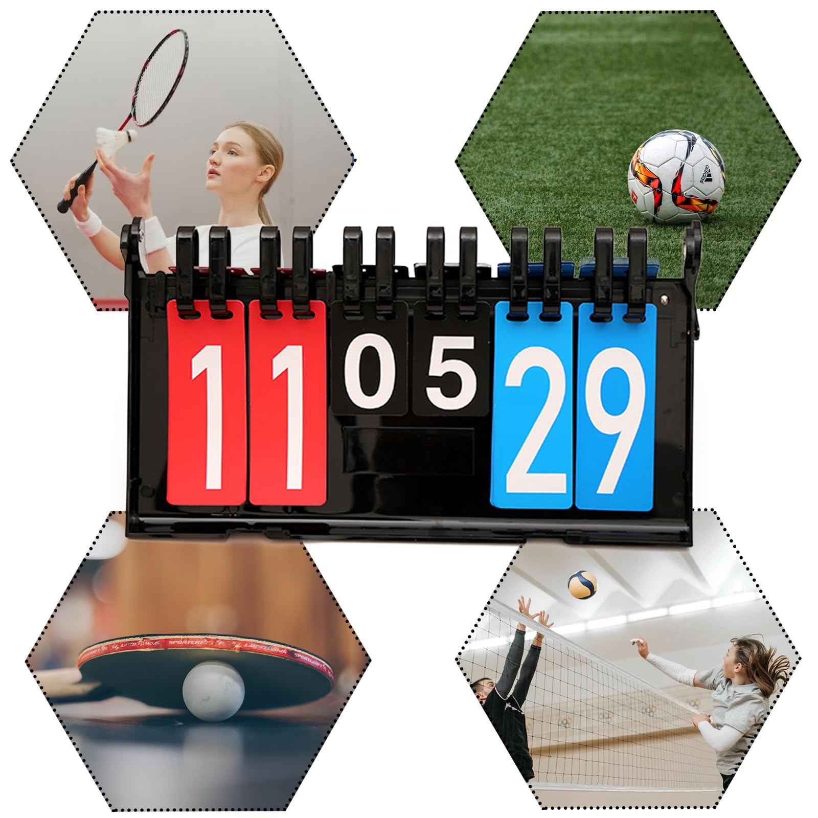 Marcador Deportivo Portátil 6 Dígitos Tablero de Flip Marcador de Puntaje para Competición Baloncesto Bádminton Tenis de Mesa Voleibol Fútbol Boxeo Puntuación Juegos