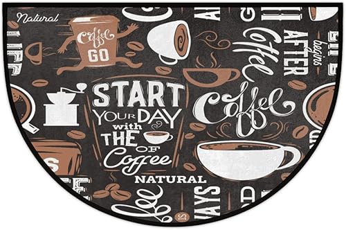 Miniatura 5 de Comienza tu día con The of Coffee - Tapete semicircular, antideslizante, semicircular, duradero, lavable, alfombra de media luna para cocina, patio,