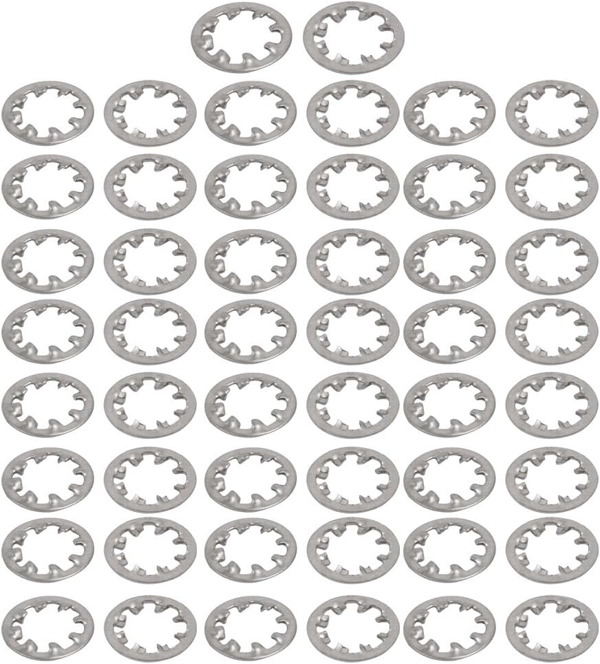 8mm Inner Quality Parts Dia Stainless Steel Internal Tooth Lock Washer Silver Tone 50pcs Model:54as470qo769