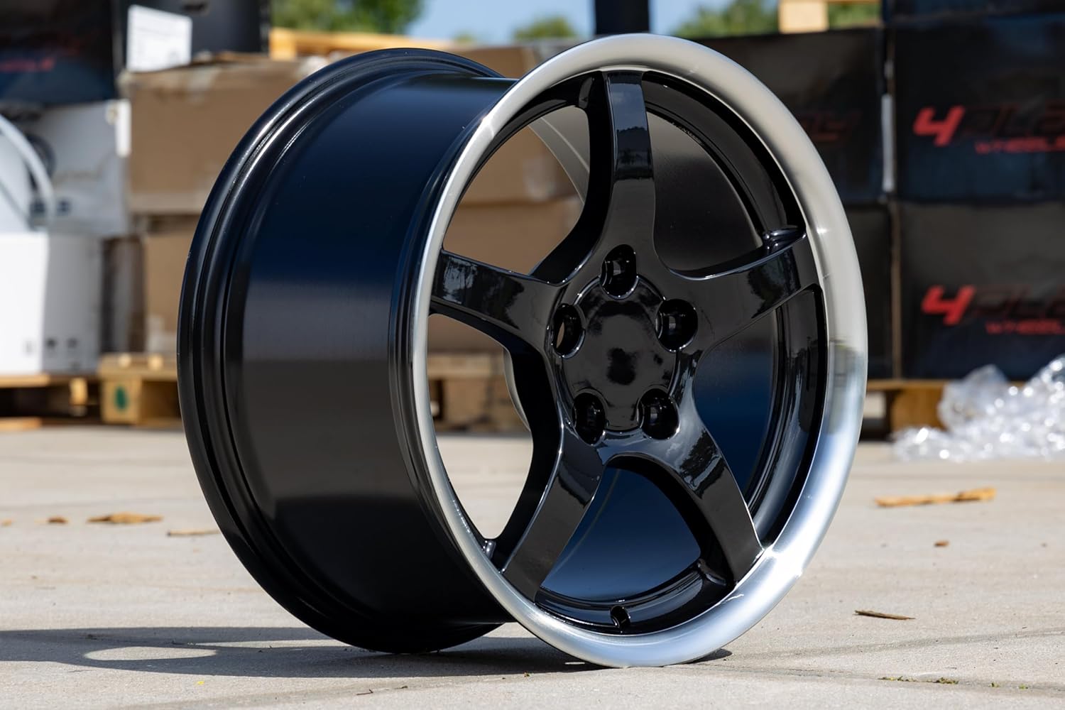OE Wheels CV05 18 Inch Rim Fits Corvette C5 Style 5x120.65 18x9.5 Gloss Black Machined Lip (1)