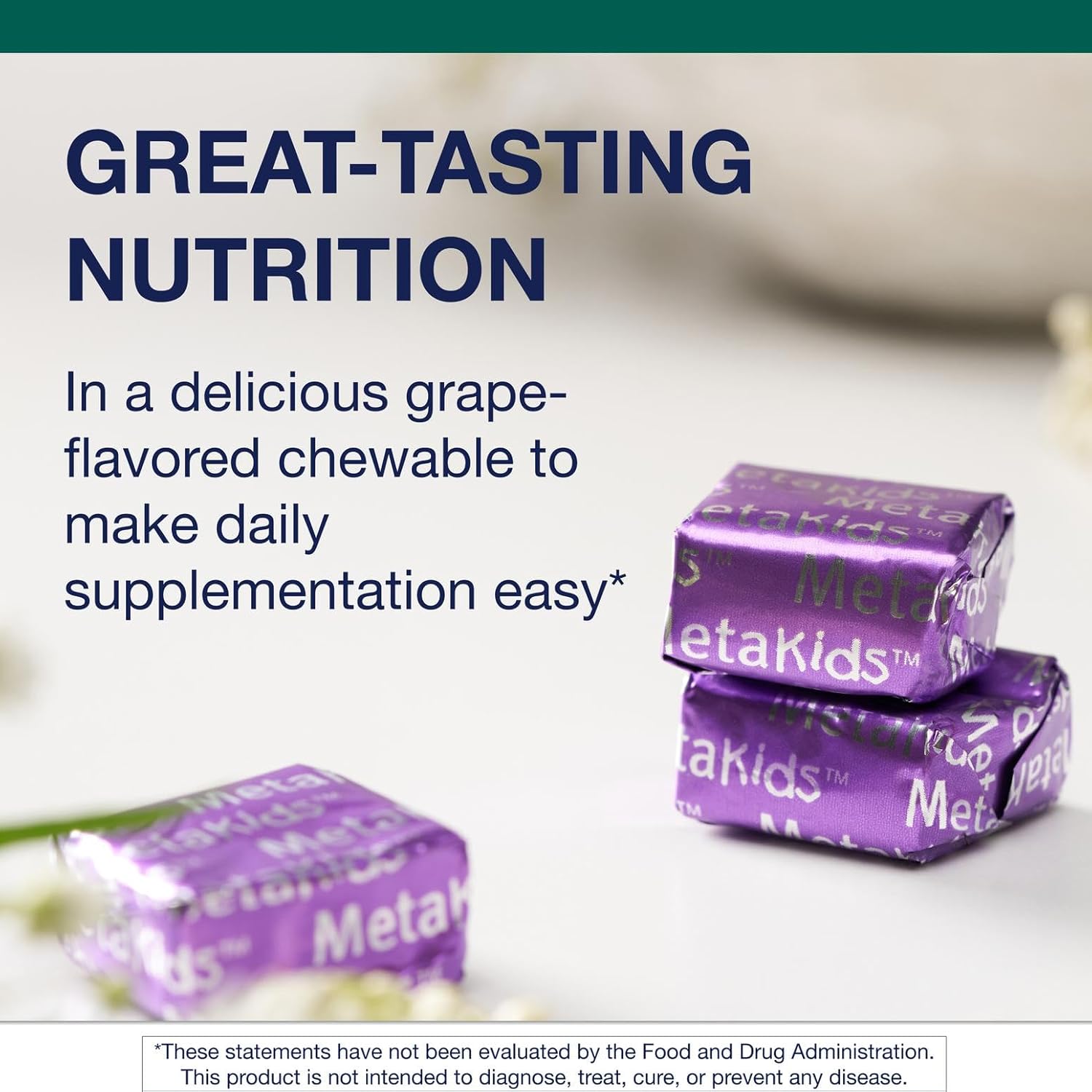 Metagenics MetaKids Multivitamin Soft Chews - Complete Daily Vitamin for Kids* - with Vitamins A, C, D, E & B Complex for Immune, Bone & Growth Support* - 60 Chewable Servings, Grape Flavor