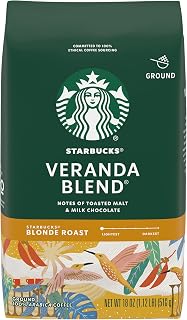 Starbucks Veranda Blend Blonde Roast Ground Coffee, 100% Arabica, 18 oz Bag - Light Mellow Roast