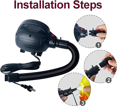 Miniatura 5 de Bomba eléctrica para inflables, bomba de colchón de aire de llenado rápido para cama de aire, piscina, juguete, balsa, inflador, CA 110-120V, bomba