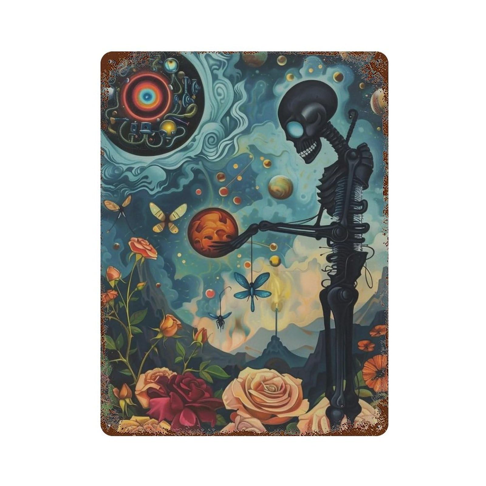 WUJHGRSG Retro Mechanical Astral Surreal 01 Wall Art Retro Iron Vintage Metal Tin Sign Poster Modern Decor for Home Cofffee Club Bar Shop Style 40x30cm