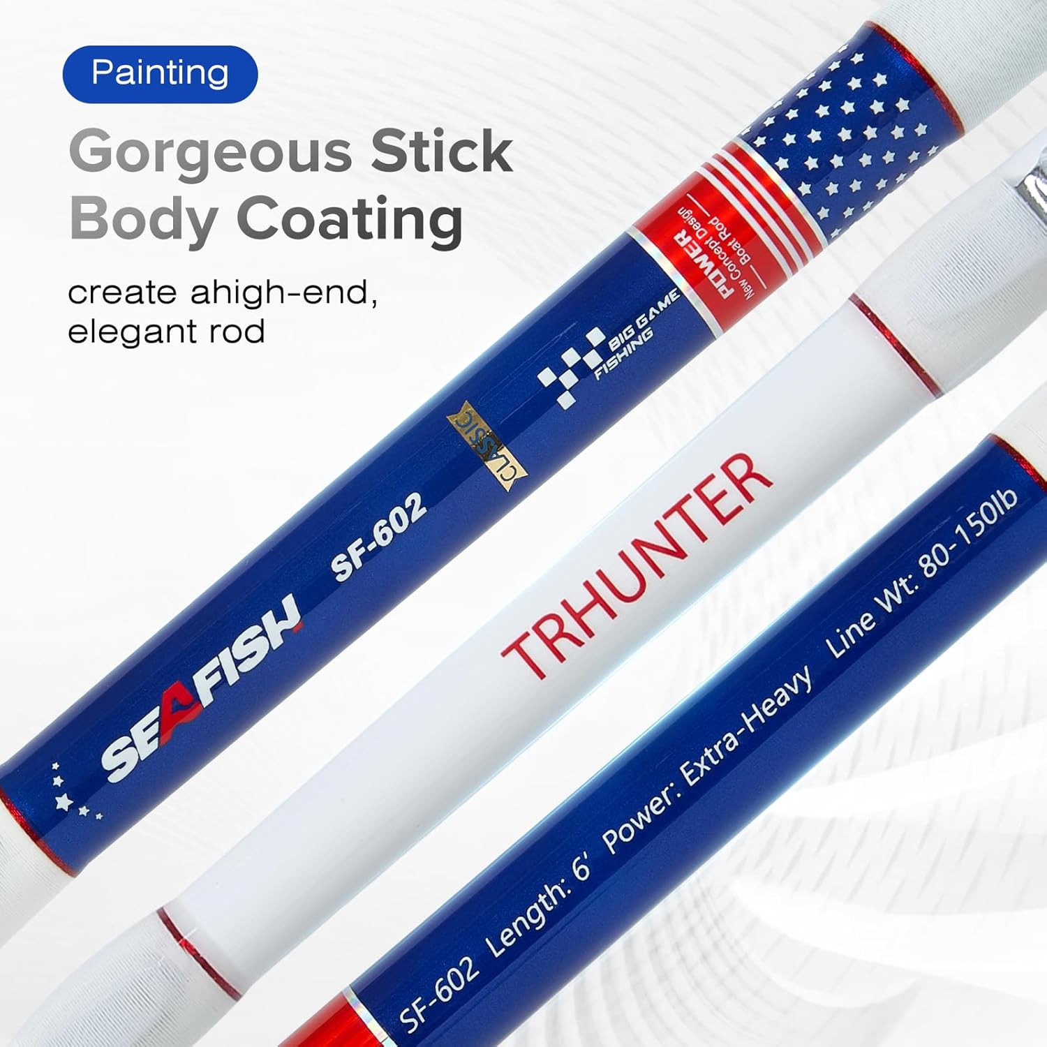 Trolling Rod Saltwater Offshore Big Game Fishing Rod Conventional Boat Rod with Roller Guides