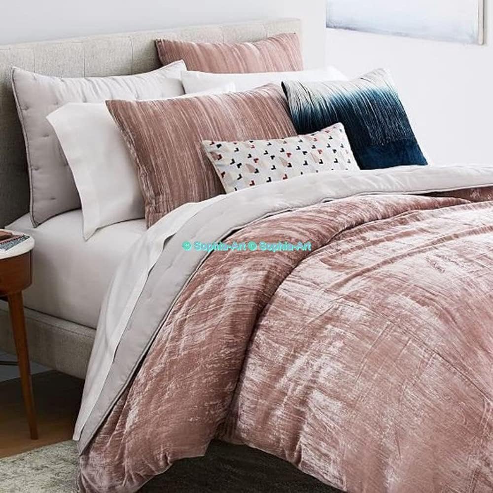 Bedding Doona Crushed Comforter Luxury Solid Ultra Boho Velvet Duvet Cover (Crush-Emerald Green, Super King 98"x104")
