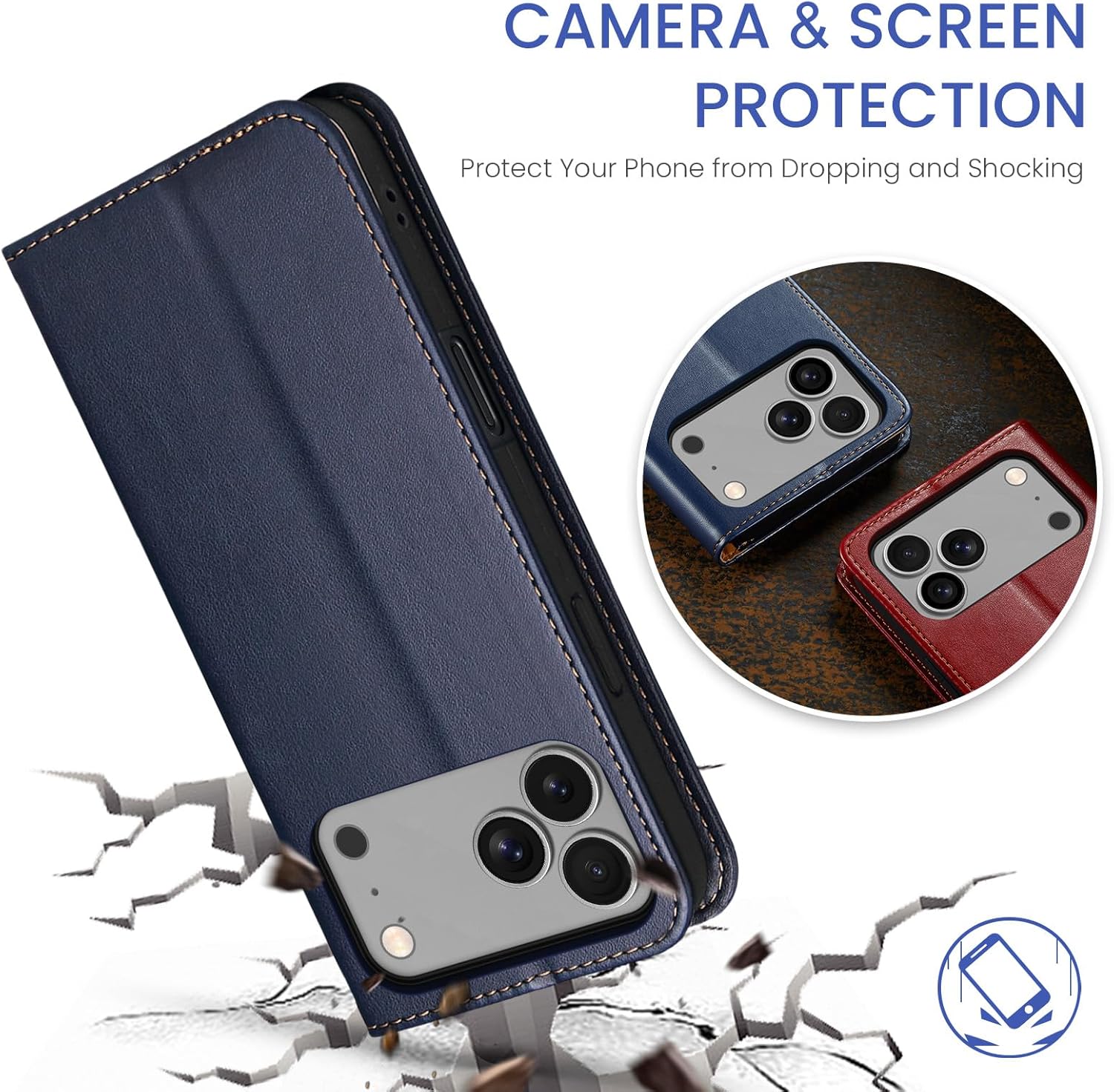 Case for iPhone 17 Pro Max, PU Leather Wallet Magnetic Flip Folio with Card Holder, Cash Pocket & Stand Function, Shockproof Protective Cover, Black