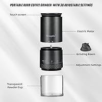 Vista 5 de Mongdio Molinillo de Café Eléctrico Portátil de Muelas con 38 Configuraciones Ajustables, Molinillo de Café de Muelas Cónicas con Pantalla LED