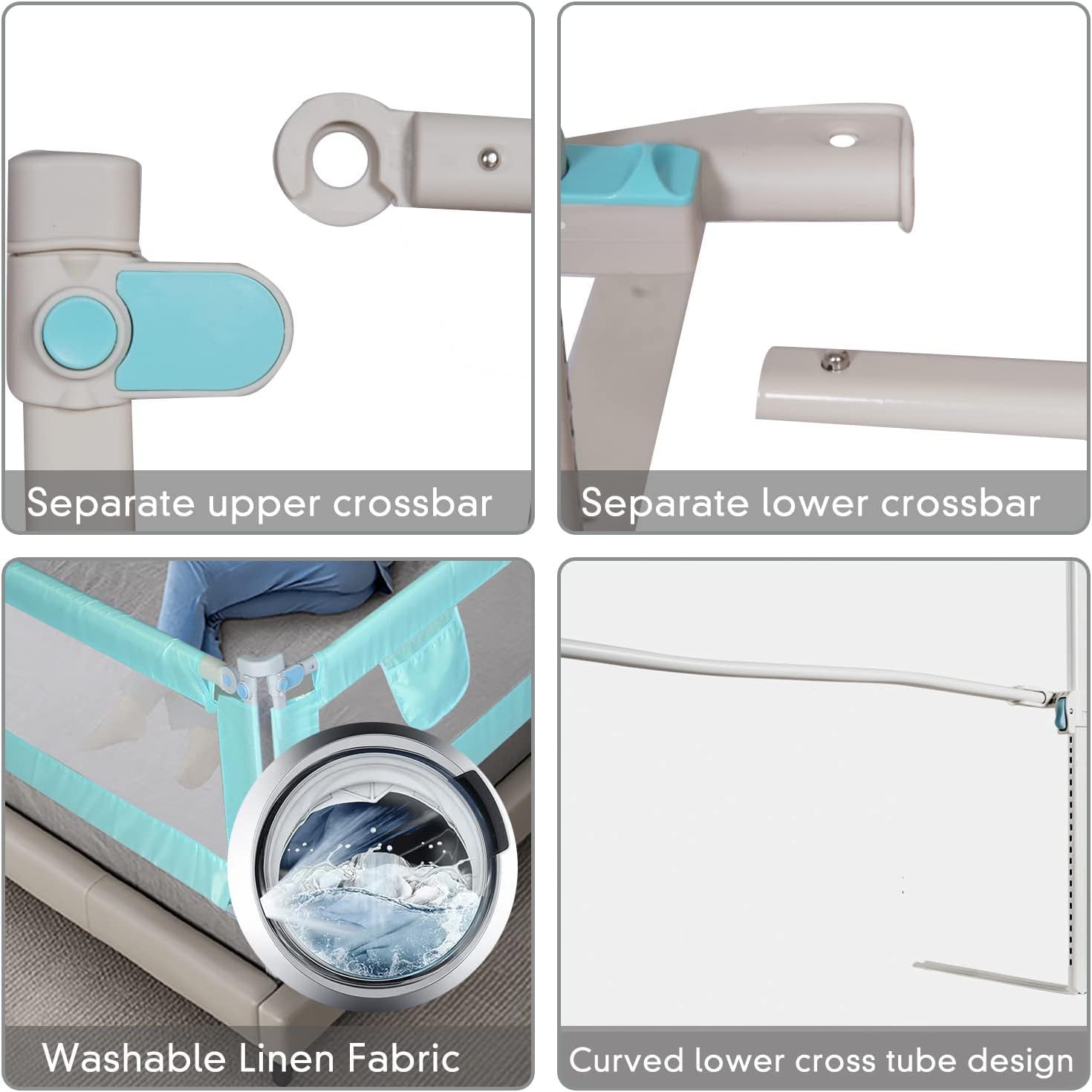 Riel de seguridad ajustable para cama con malla transpirable, ajuste universal para una mejor prevención de caídas