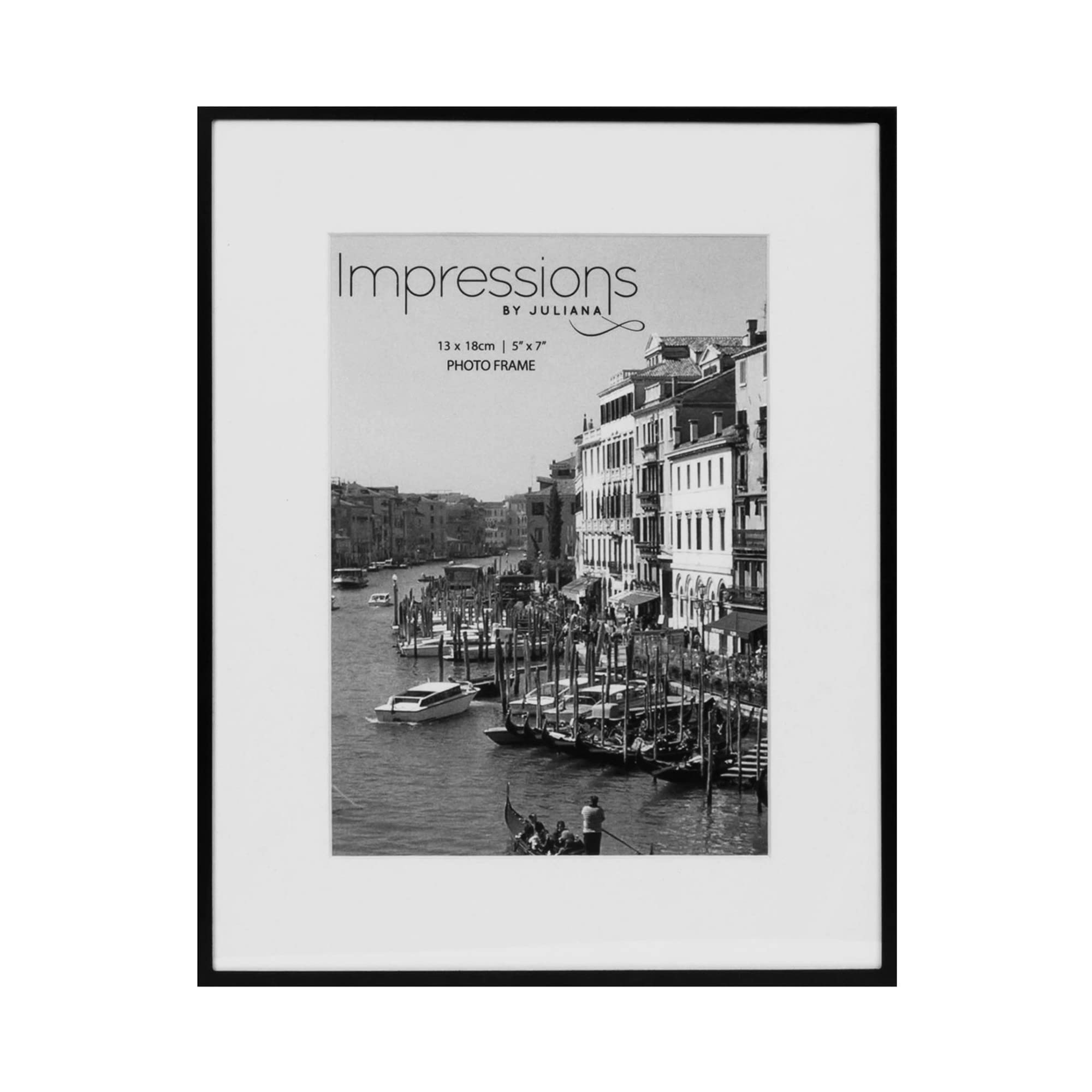 pf+a REAL GLASS Black Thin Metal Frame For 7x5 Photo - 7x5 Modern Thin Black Metal Frame