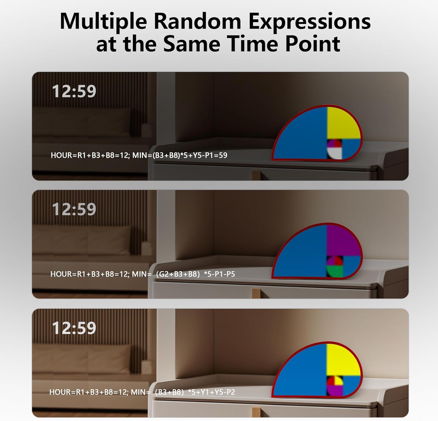 Fibonacci Clock Math-Inspired Desk Clock: Modern Design with Colored Blocks as a Great Conversation Starter, Challenge Yourself to Tell Time Mentally for Math Lovers