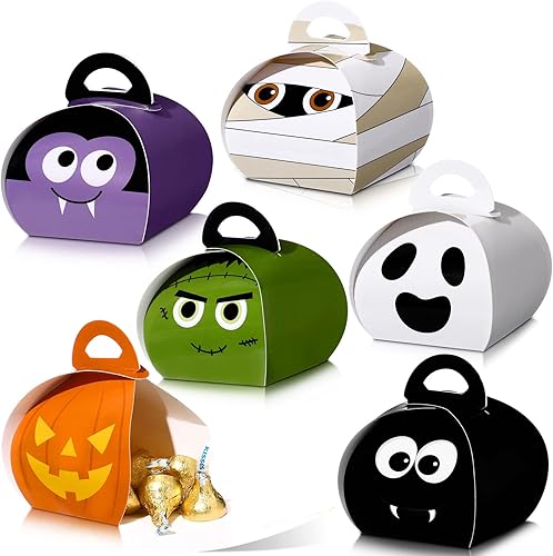 36 cajas de dulces de Halloween, cajas de dulces de Halloween, cajas de dulces de Halloween con asa, contenedor de dulces, cajas de regalo de