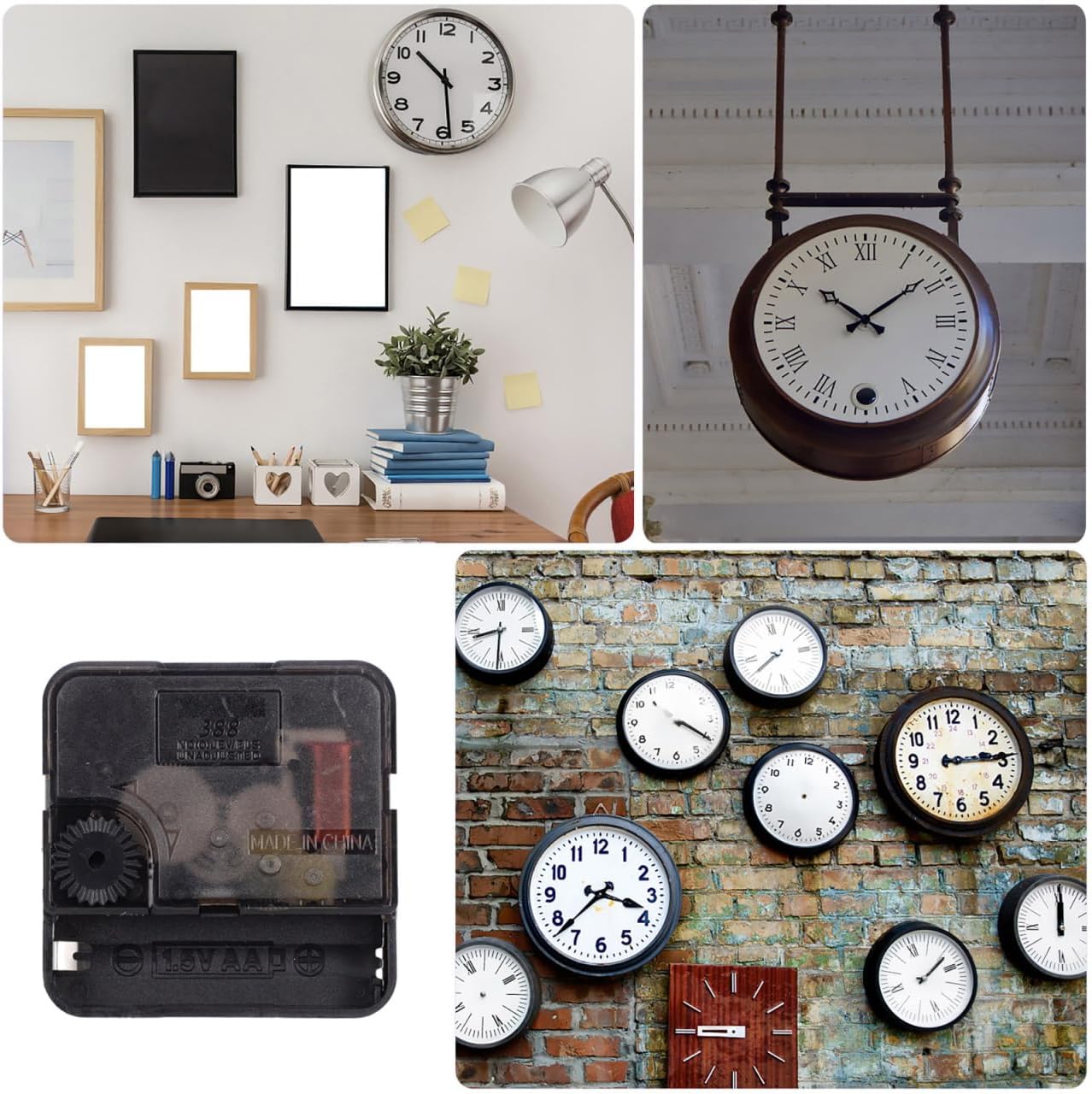 Baluue Silent Quartz Clock Movement Replacement Core Non-Ticking Wall Clock Mechanism DIY Frameless 3D Wall Parts Easy Installation Compact 2.16In