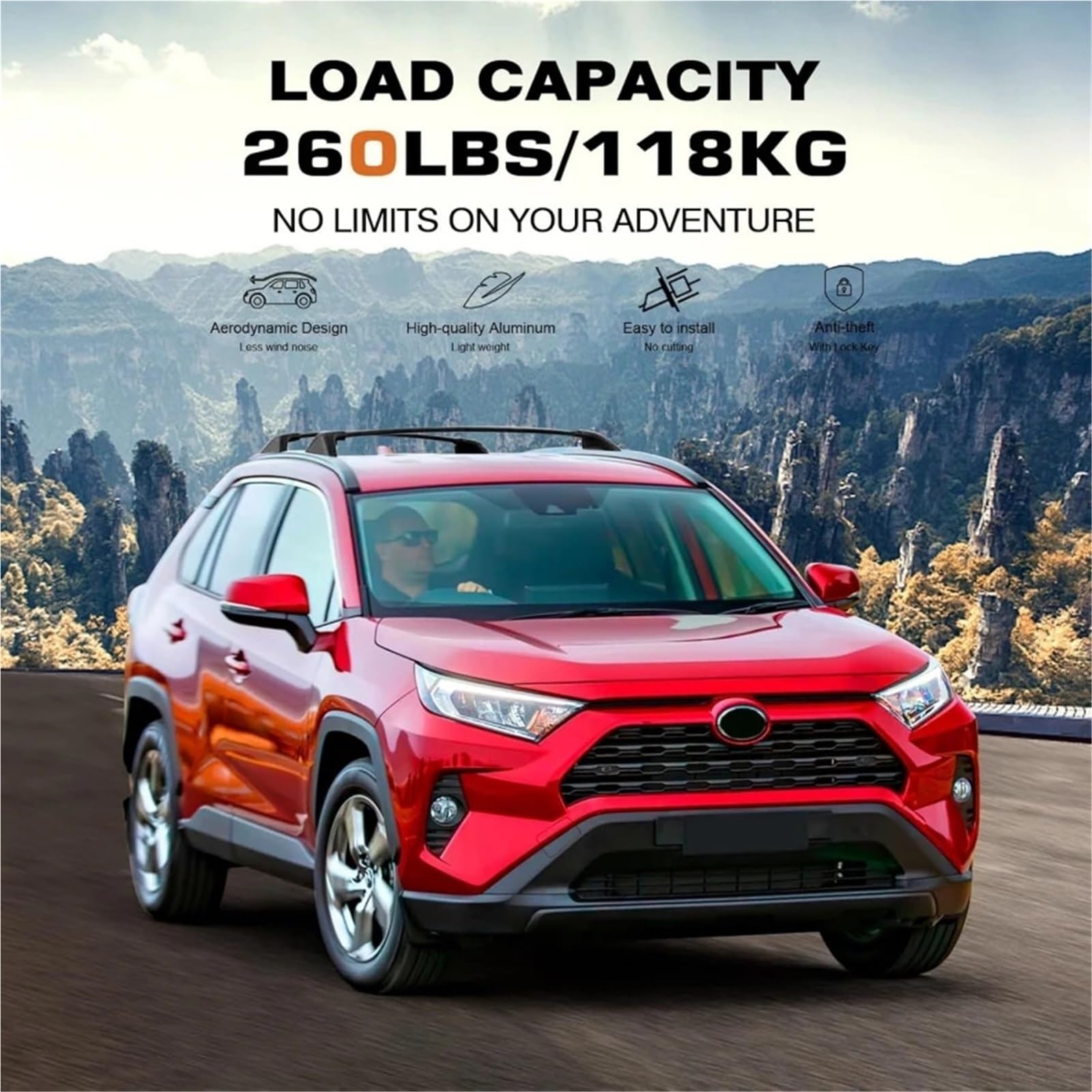 Bagażnik dachowy Belki relingów dachowych pasujące do Toyoty RAV4 2019-2025