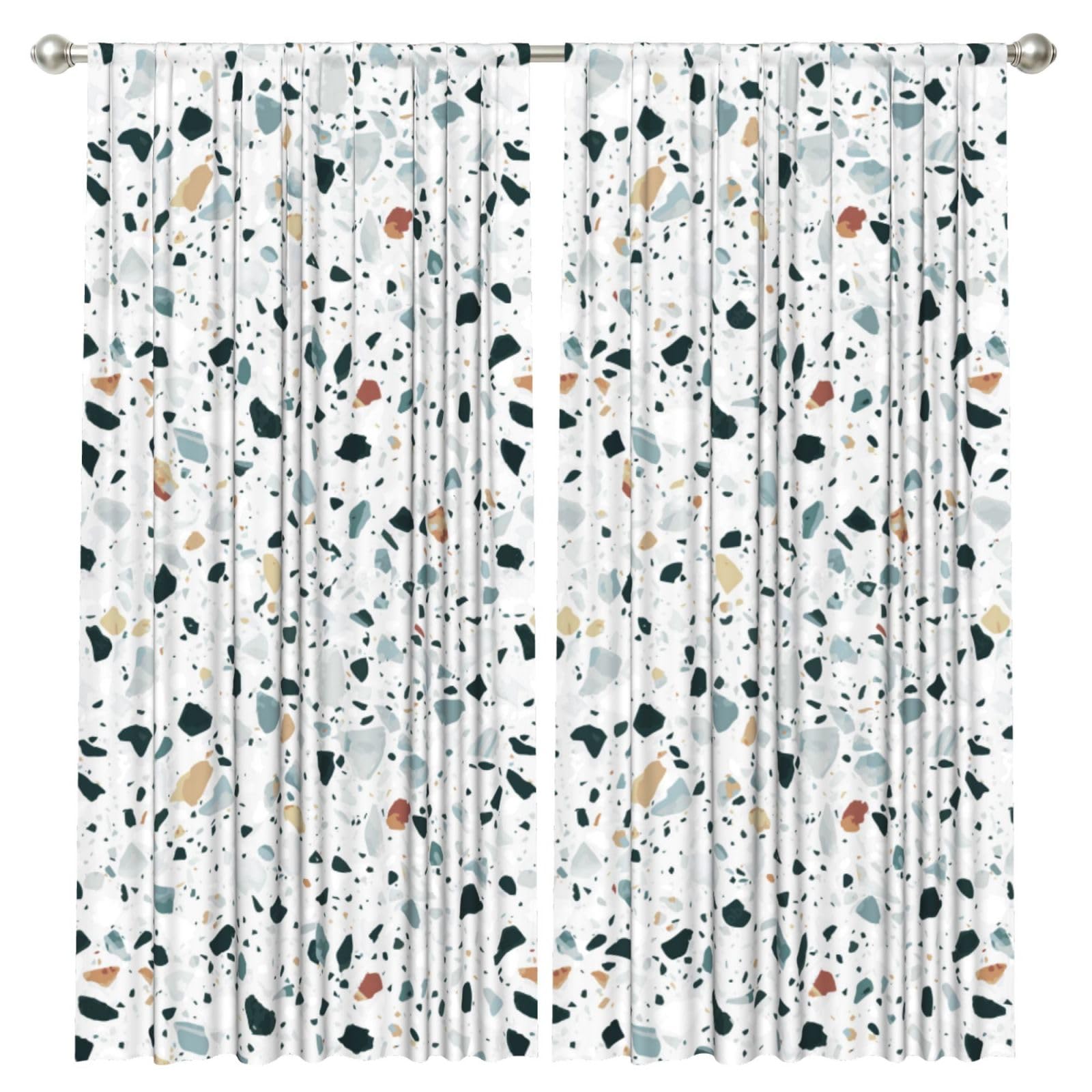 InOmak Terrazzo Marble Pastel, 2 Panels Window Curtains 52 x 84 Inch Blackout Curtains for Living Room Bedroom