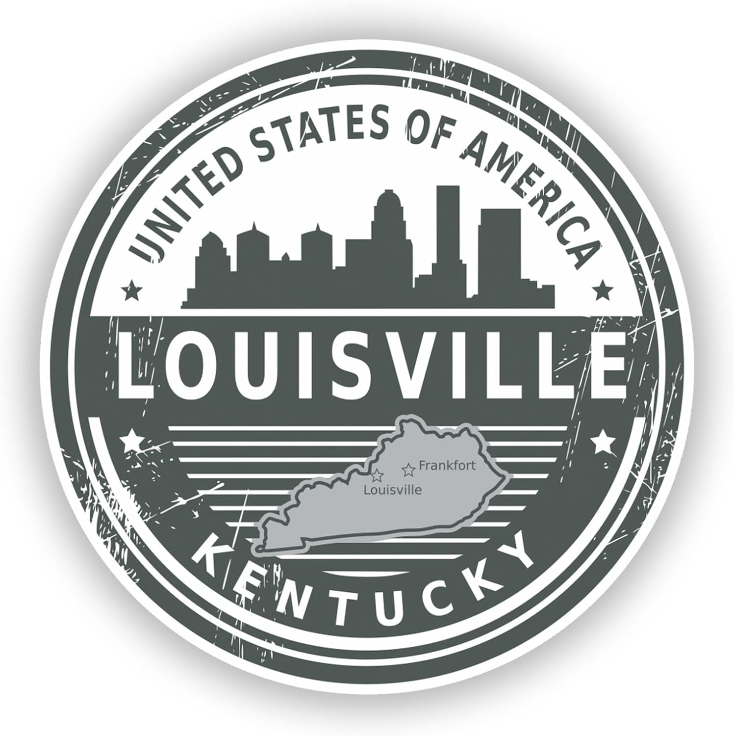 Louisville City Kentucky USA State Sticker Decal for Laptop Wall Car Window Bumper Guitar Refrigerator Car Body Folders Vehicle Tailgates (3")