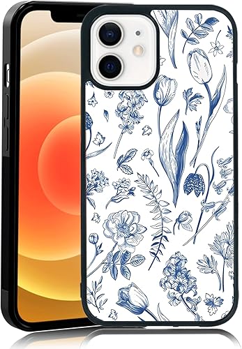 MMYAJT Beautiful Blue Flowers and Leaves Phone Case Fit for iPhone 12/12 Pro — S
