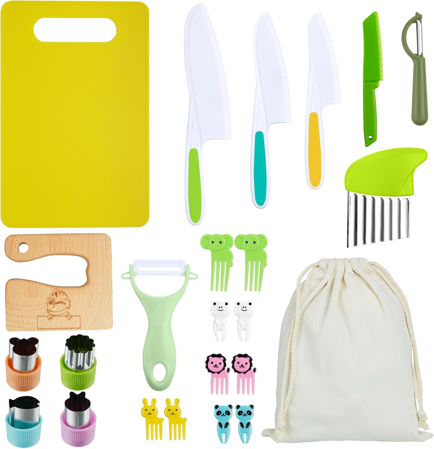 HOTUT Kids Knife Set for Real Cooking,24pcs Toddler Knife Set Including Kids Knives