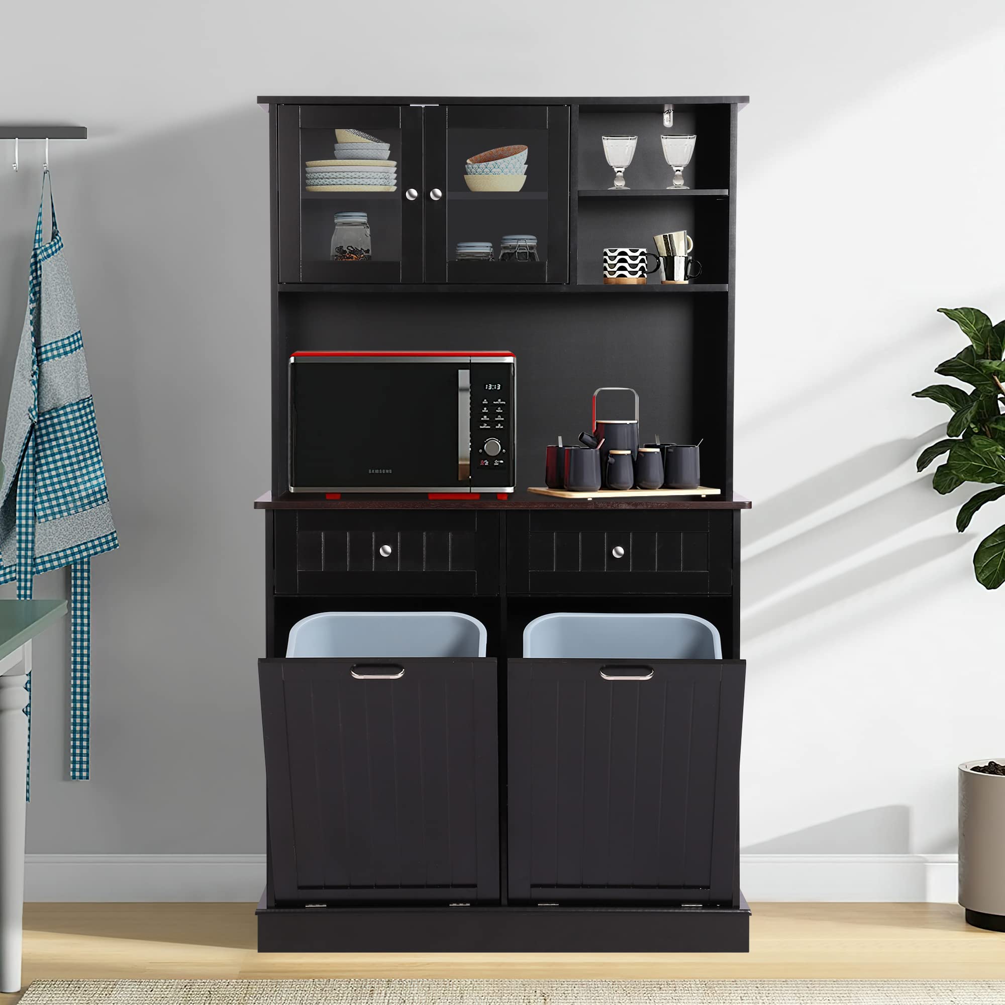 Buy LOUVIXA Kitchen Pantry Storage Microwave with Tilt Out T