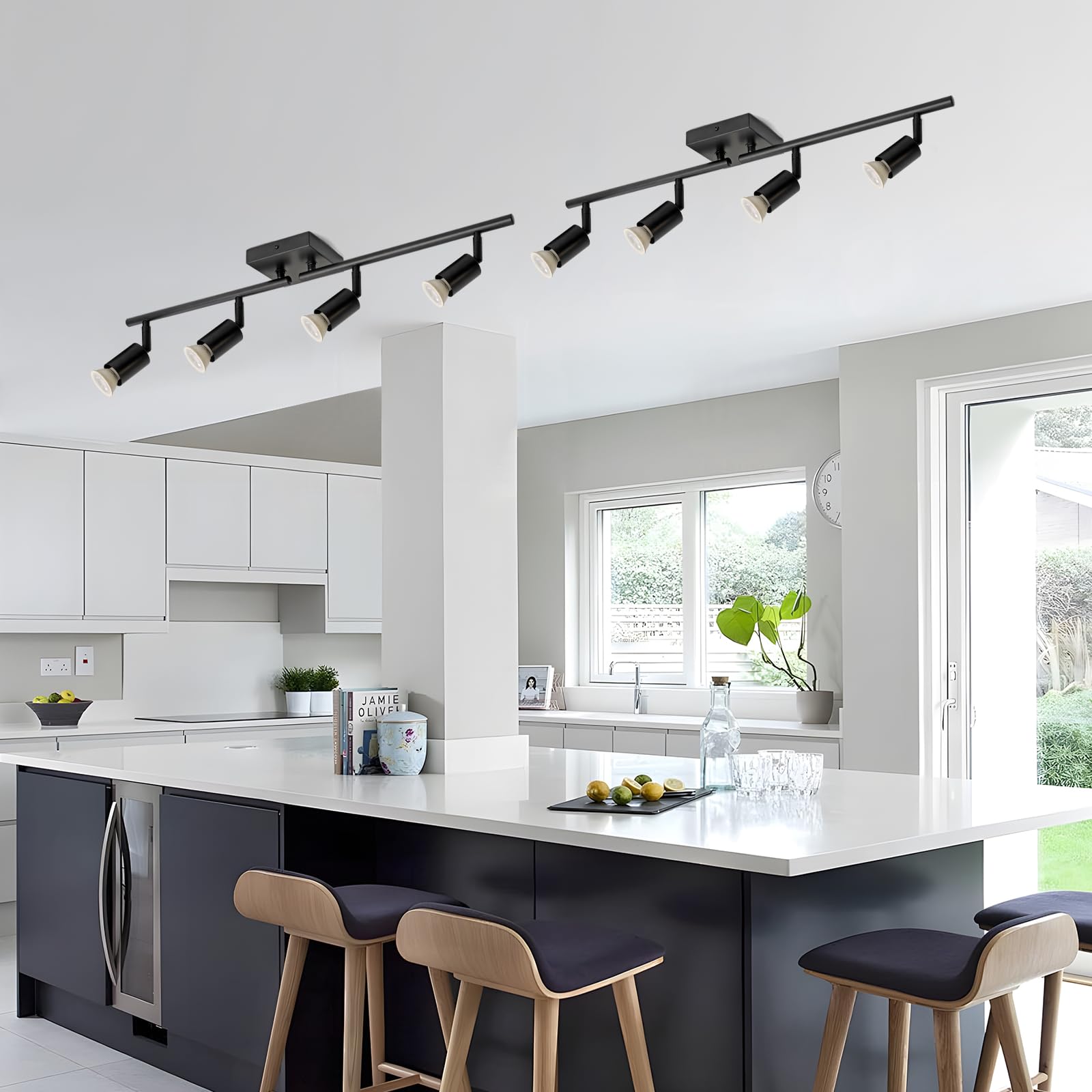 SEEBLEN 4-Light LED Track Lighting Kit,Black Track Lighting with Rotatable Light Heads,Directional Kitchen Ceiling Light for Kitchen Dining Room Hallway Closet Bedroom. — view 5