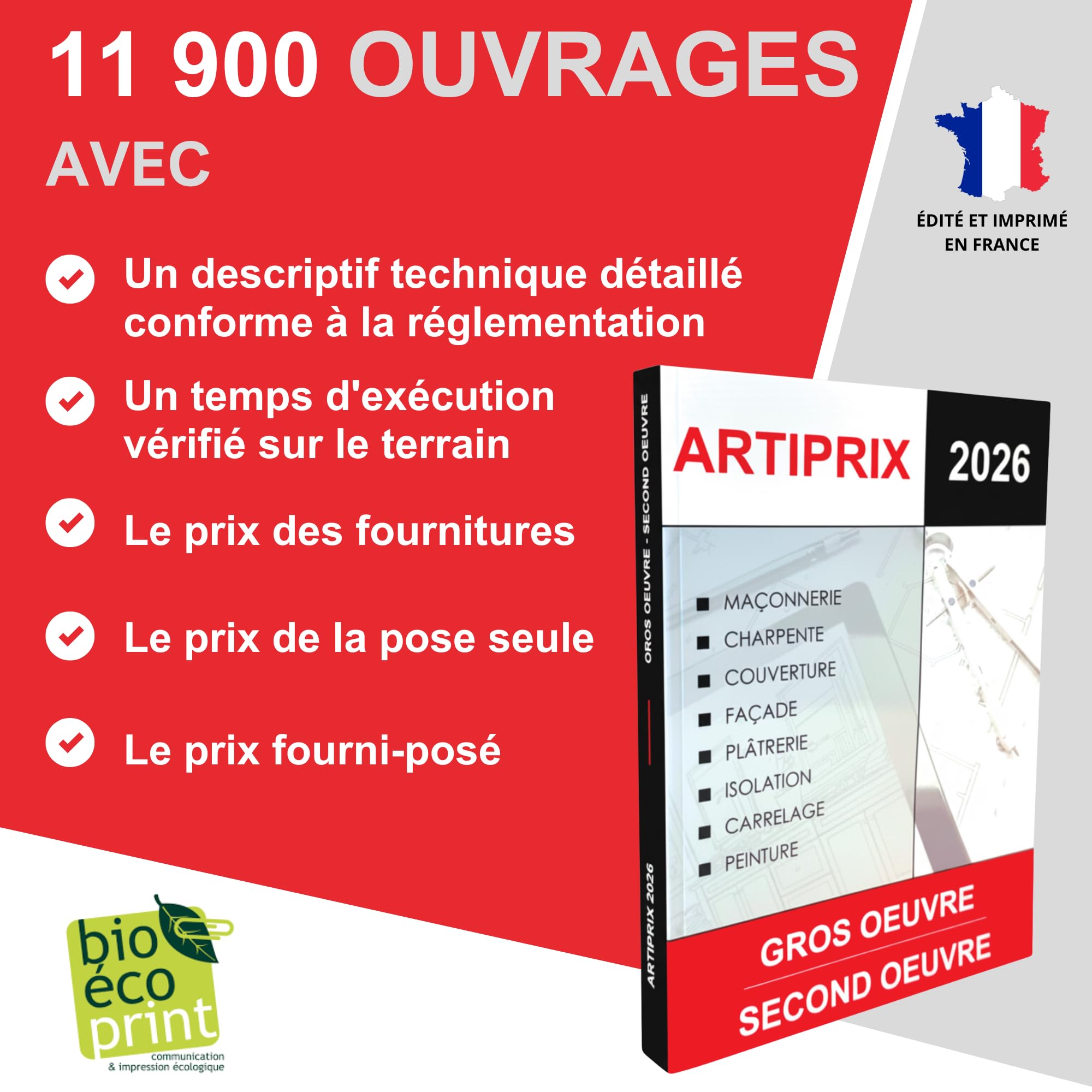 Artiprix 2026 - Bordereau de prix Gros Oeuvre & Second Oeuvre: Artisans & Entreprises du BTP chiffrez rapidement & précisément vos travaux en neuf et en rénovation