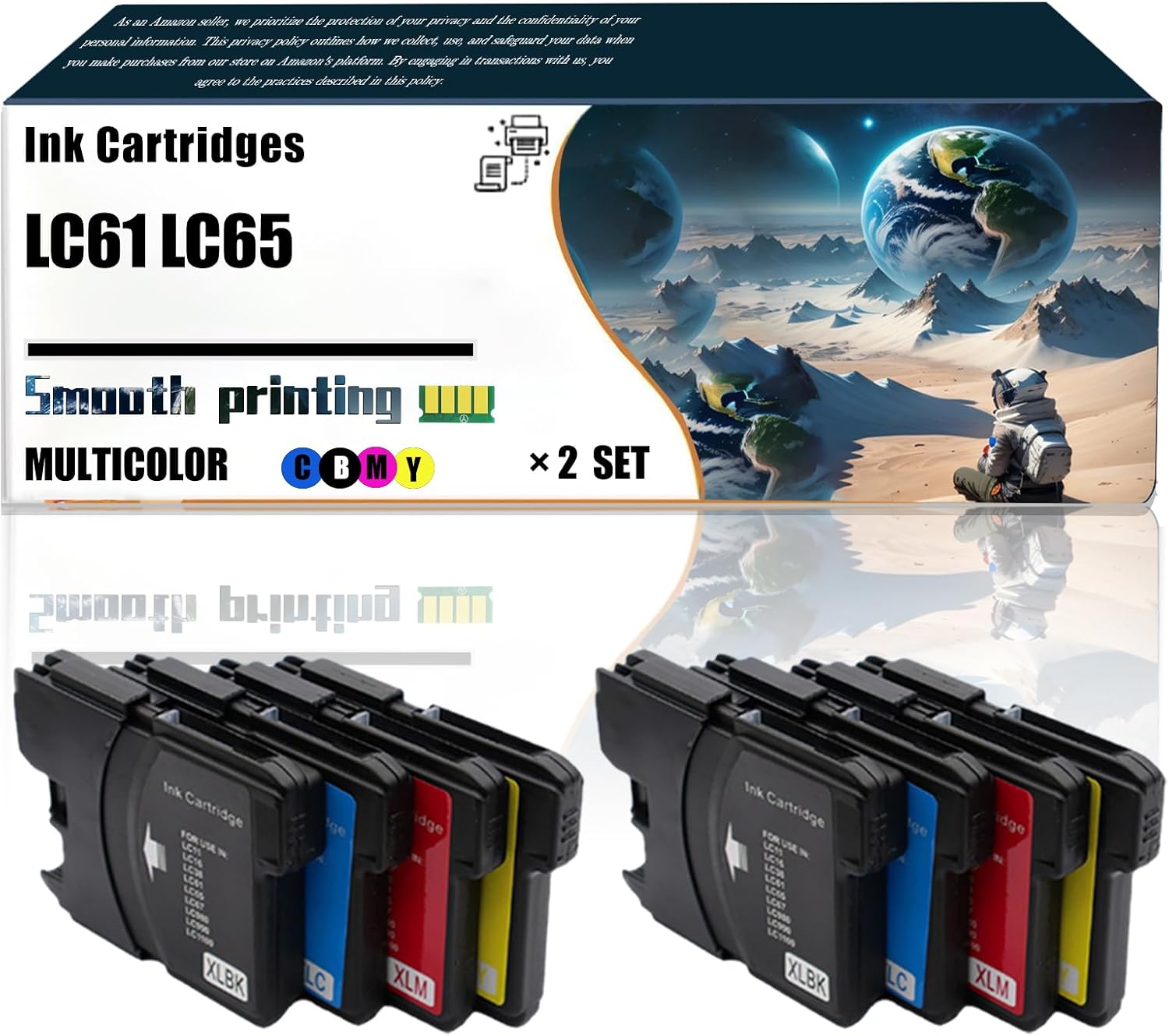 Replacement Parts Ink Cartridges LC61 LC65 Compatible with Brother MFC-6490CW MFC-6890CDW MFC-790CW MFC-795CW MFC-990CW MFC-J220 MFC-J265W MFC-J270W MFC-J410W MFC-J415W Printers (2 Set)