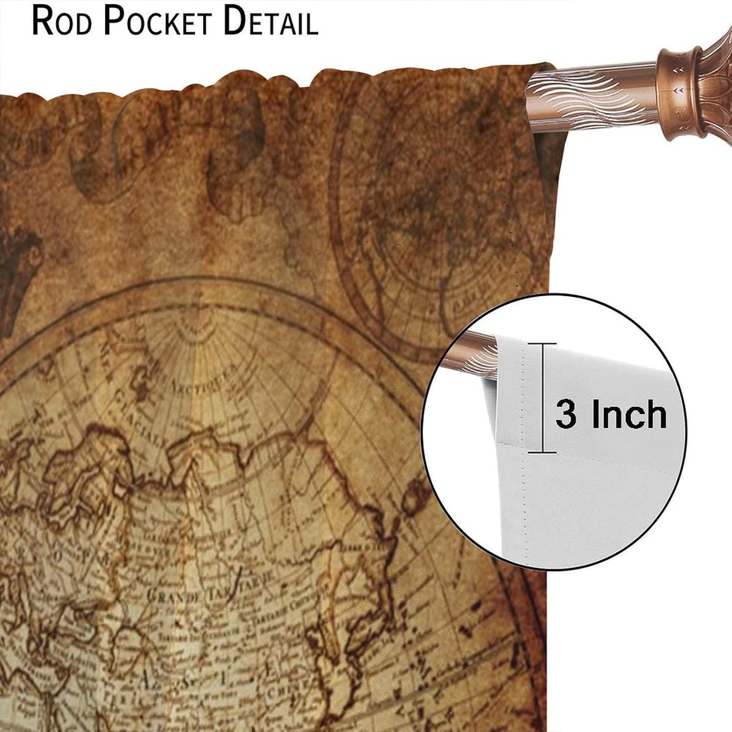 Pirate Map Blackout Curtains for Boys,Retro World Treasure Nautical Map Mermaid Pirates Window Drapes Print for Kids Teenager's Bedroom Living Room Bathroom 42x45in