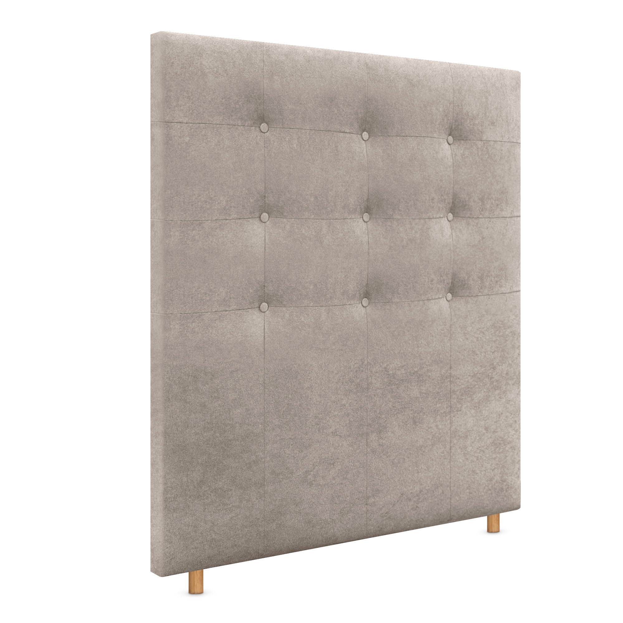 DHOME Cabecero Capitoné hasta el Suelo Cabezal 8cm tapizado ACUALINE Tela y Polipiel para Cama Dormitorio (95x120cm (90), Tela Beige)
