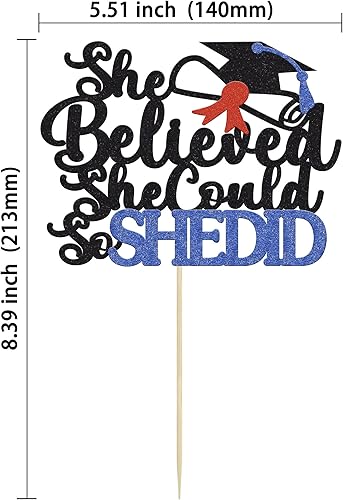 Miniatura 2 de 1 decoración de pastel de graduación con purpurina azul 2023 para niña 2023, secundaria, universidad, suministros de decoración para fiesta de