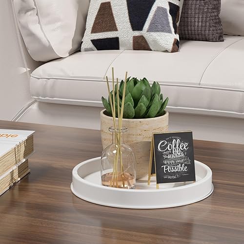 Miniatura 5 de HGF Bandeja redonda para servir, color negro dorado cepillado, bandejas de metal de 9 pulgadas para servilletero, organizador de especias de