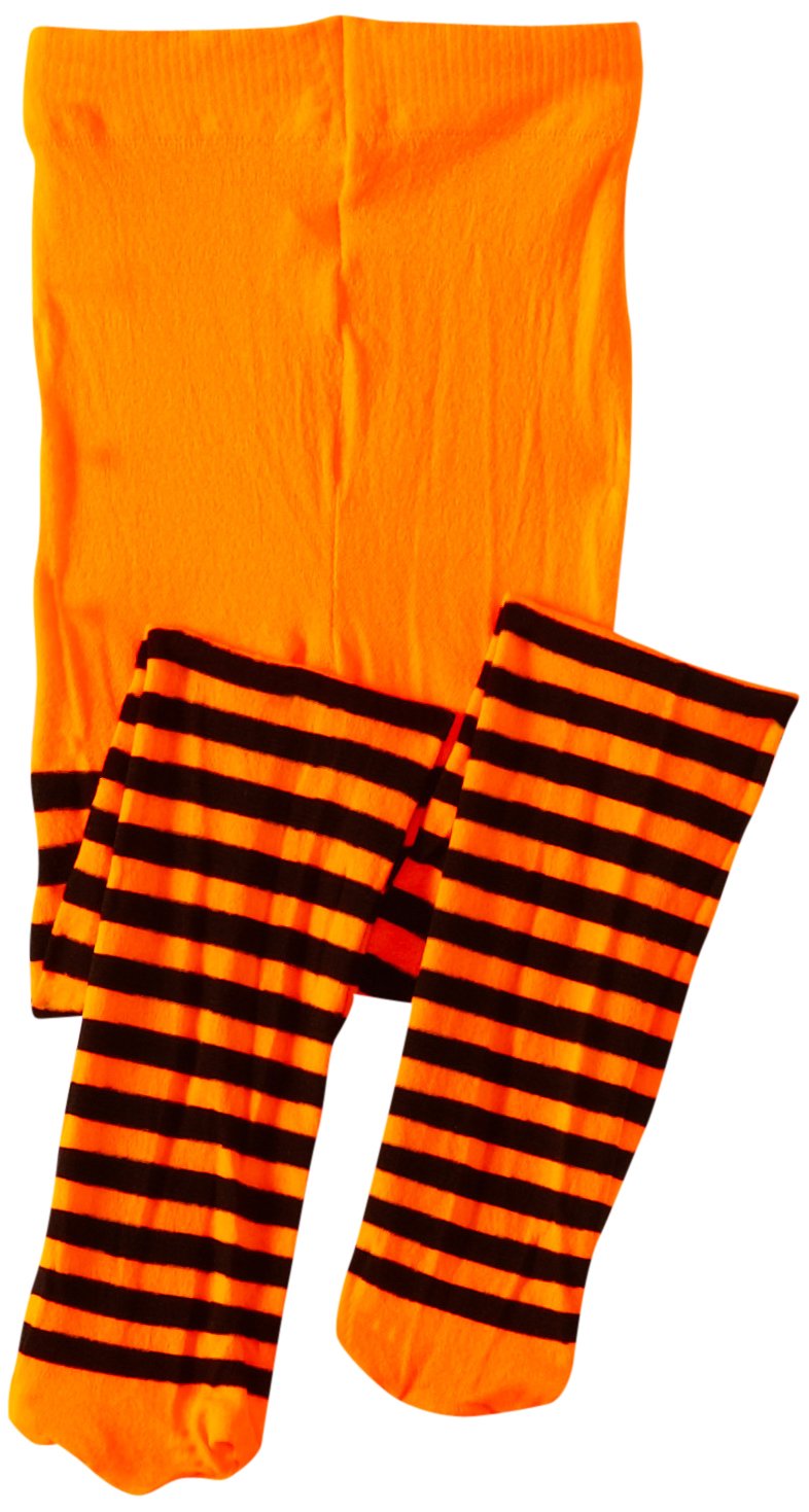 Jefferies Socks Little Girls' Striped Tights - orange - 4-6 Years